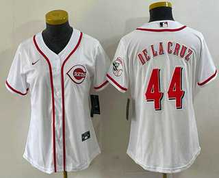 Womens Cincinnati Reds #44 Elly De La Cruz White With Patch Cool Base Stitched Jersey->mlb womens jerseys->MLB Jersey
